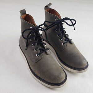 Oliver Clark Leather Ankle Boot Womens 8 Gray Lace Up Handmade Classic